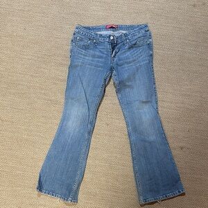 Vintage Levi's 524 Too Super Low Light Blue Flare Jeans, Juniors 11